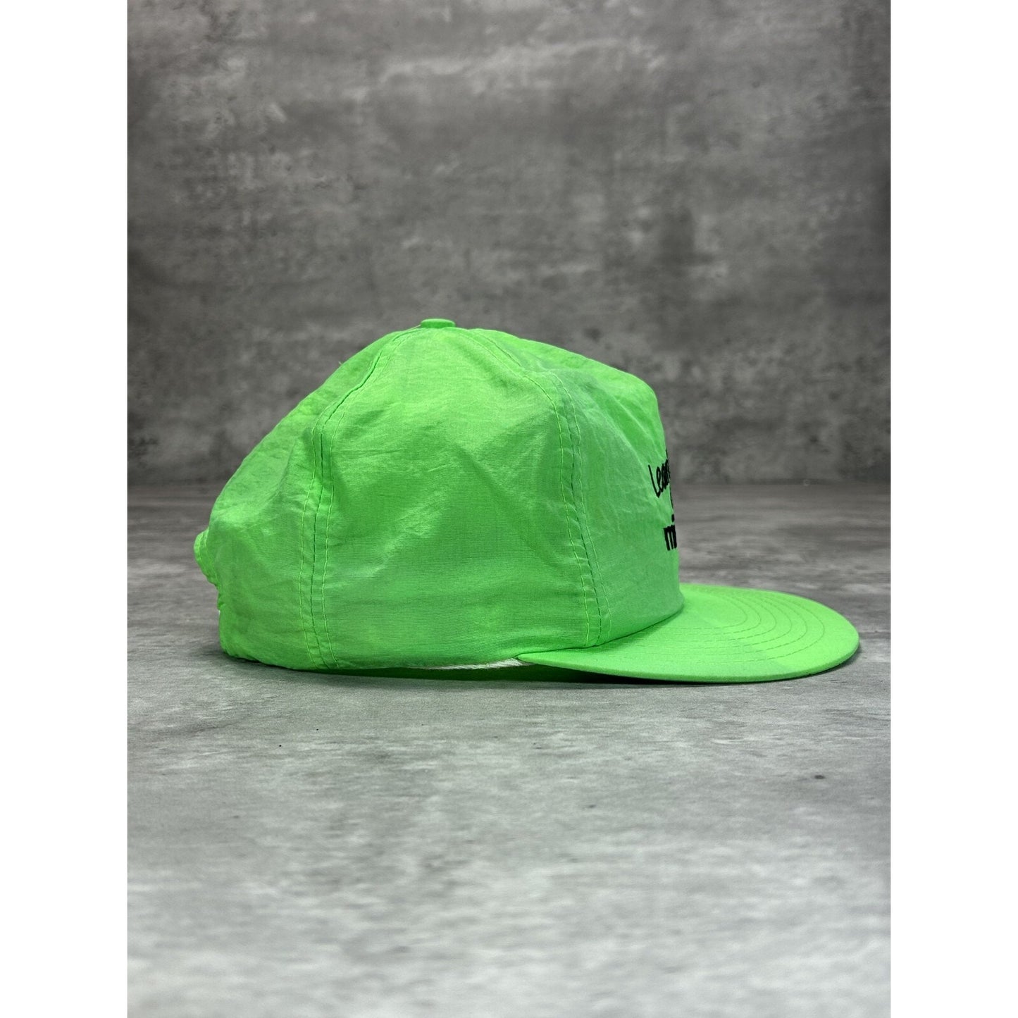 Vintage 1980s Microlene Lean & Mean Embroidered Spellout Snapback Hat OSFA