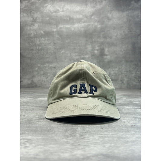Vintage Gap Embroidered Arc Spellout Strapback Hat OSFA Beige