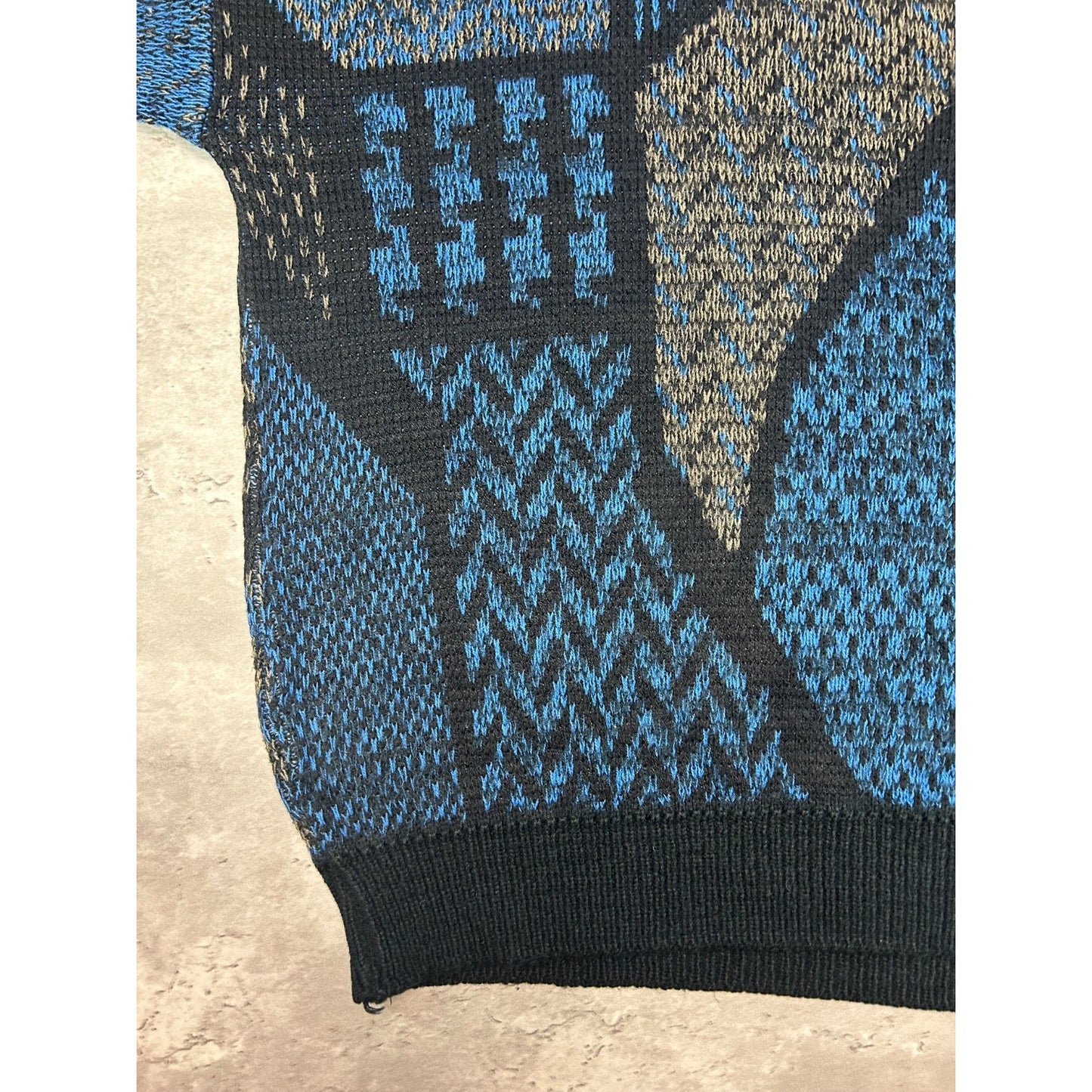 Vintage 80s/90s Abstract Print Pullover Ribbed Knit Sweater Size XL