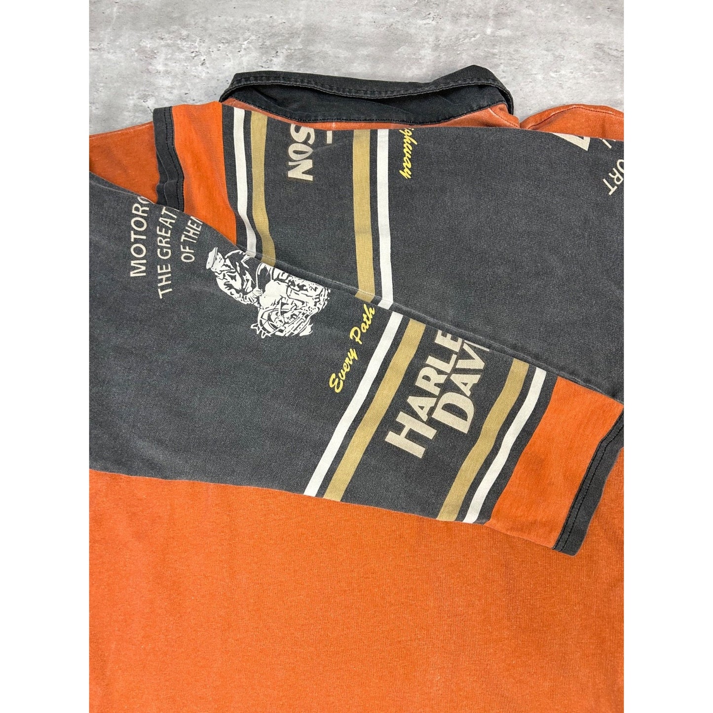 Harley Davidson All Over Print 1/4 Zip Collared Shirt Size XL