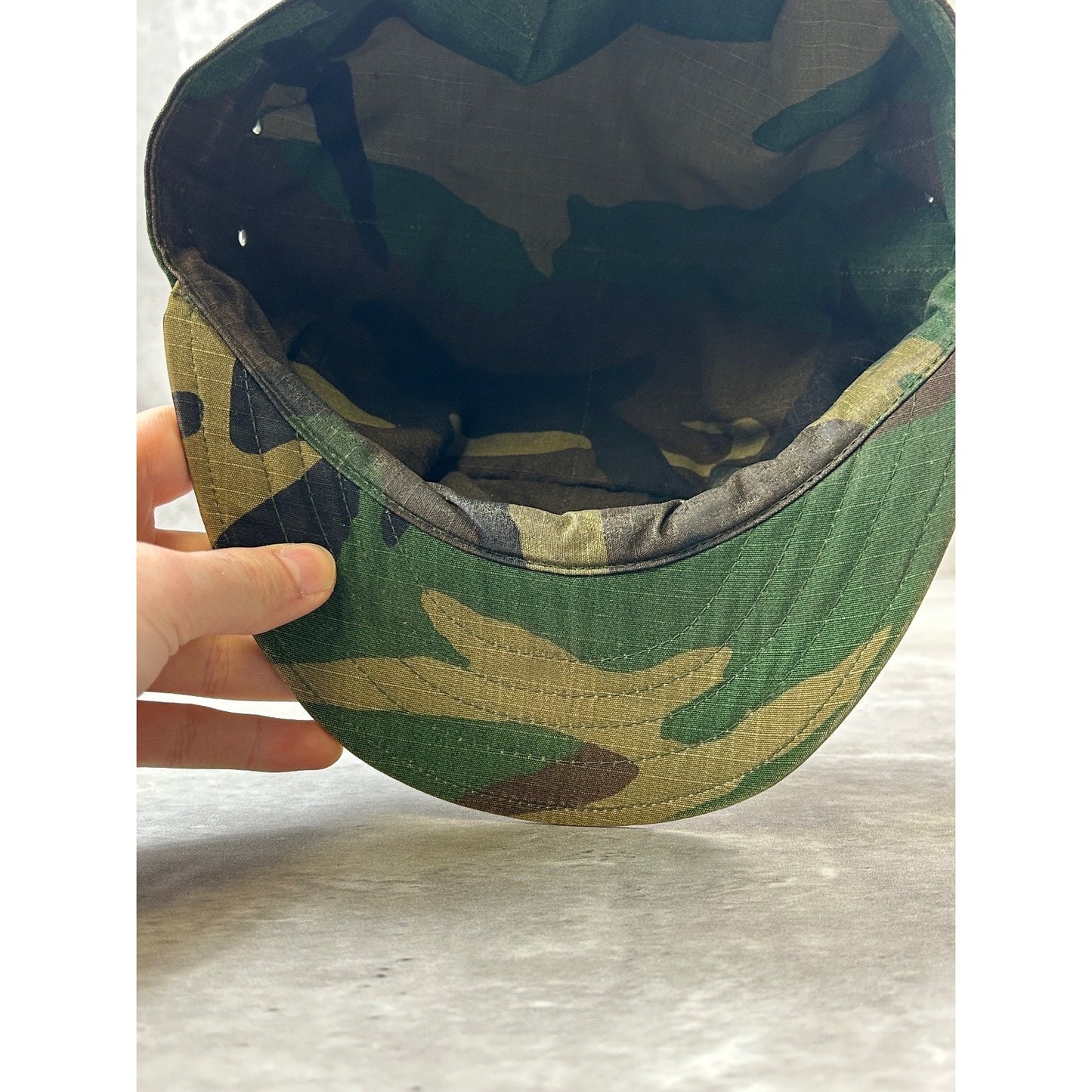 Vintage US Military USMC Graphic Woodland Camo Army Hat