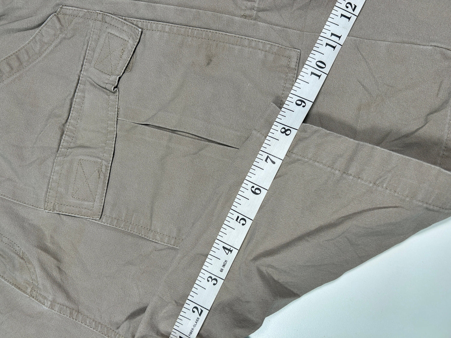 Vintage Calebas Beige Work Wear Carpenters Casual Style Cargo Shorts Size 35W