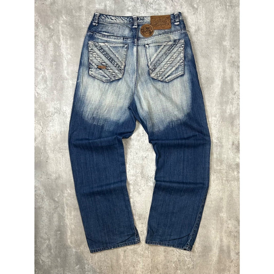 Vintage Y2K Akademiks Baggy Fit Acid Wash Denim Pants Size 34
