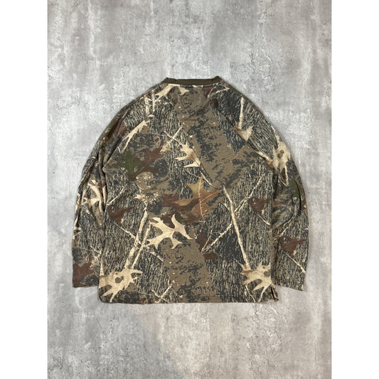 Vintage Old Mill Tree Camo Pocket Long Sleeve Hunting T-Shirt Size XL