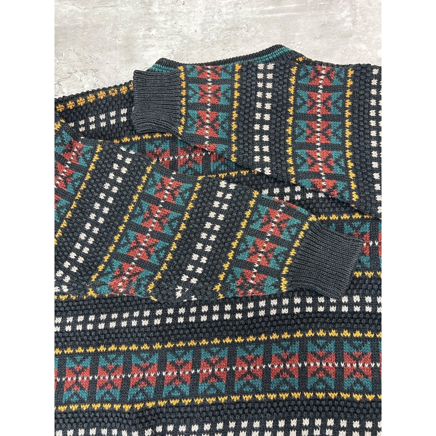 Vintage 90s Robert Bruce Abstract Striped Pullover Knit Sweater Size Medium