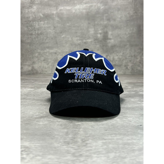 Vintage Kelleher Tire Flame Embroidered Racing Strapback Hat OSFA
