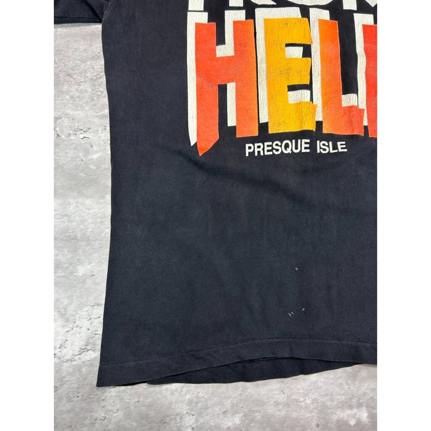 Vintage 80s/90s Sled Head From Hell Destination Graphic T-Shirt Size Large Black