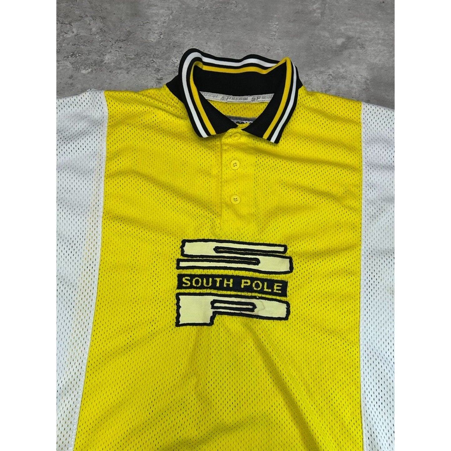 Vintage Southpole Embroidered Spellout 1/4 Button Rugby Jersey Size XL