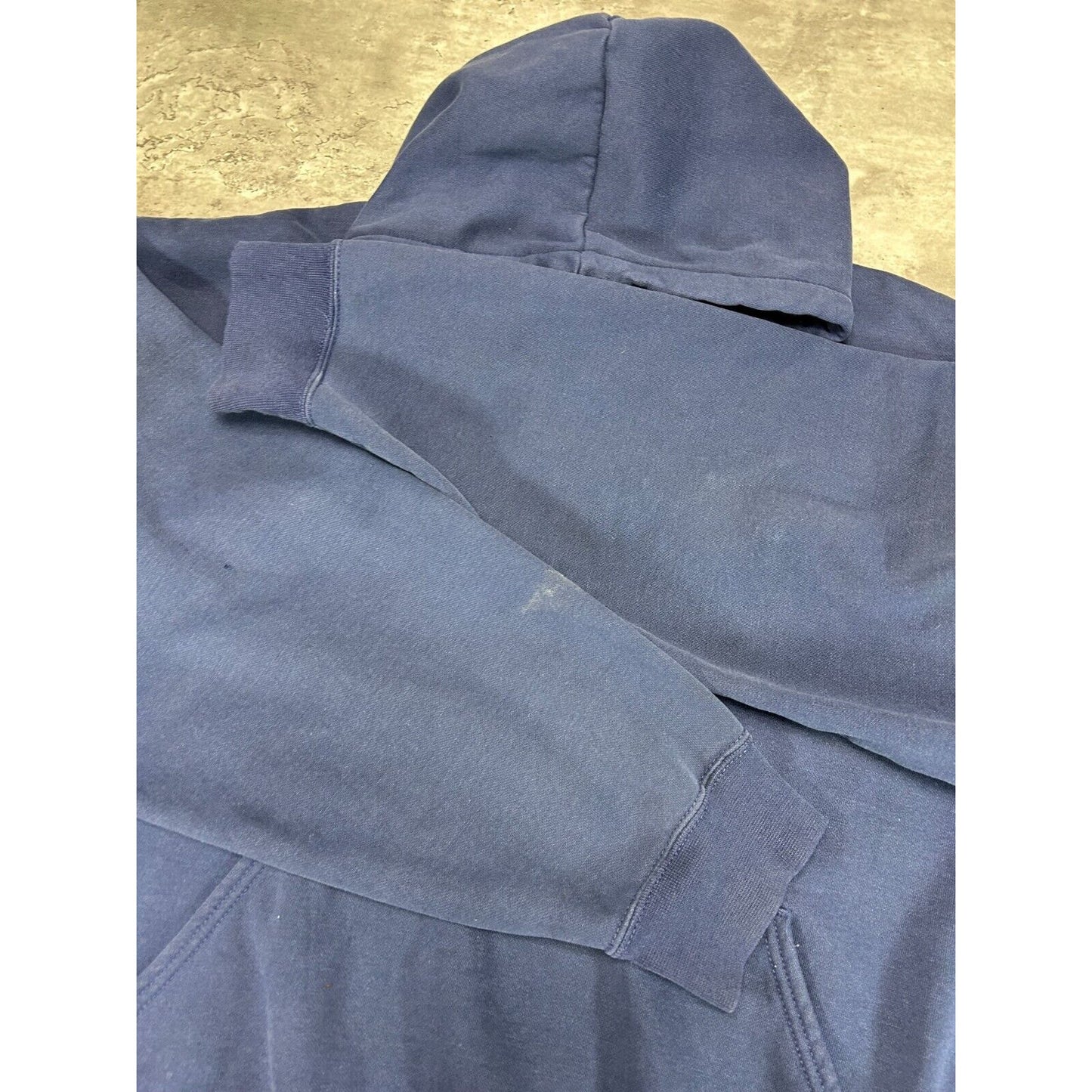Vintage Carhartt Embroidered Spellout Hooded Workwear Sweatshirt Size XXL Blue