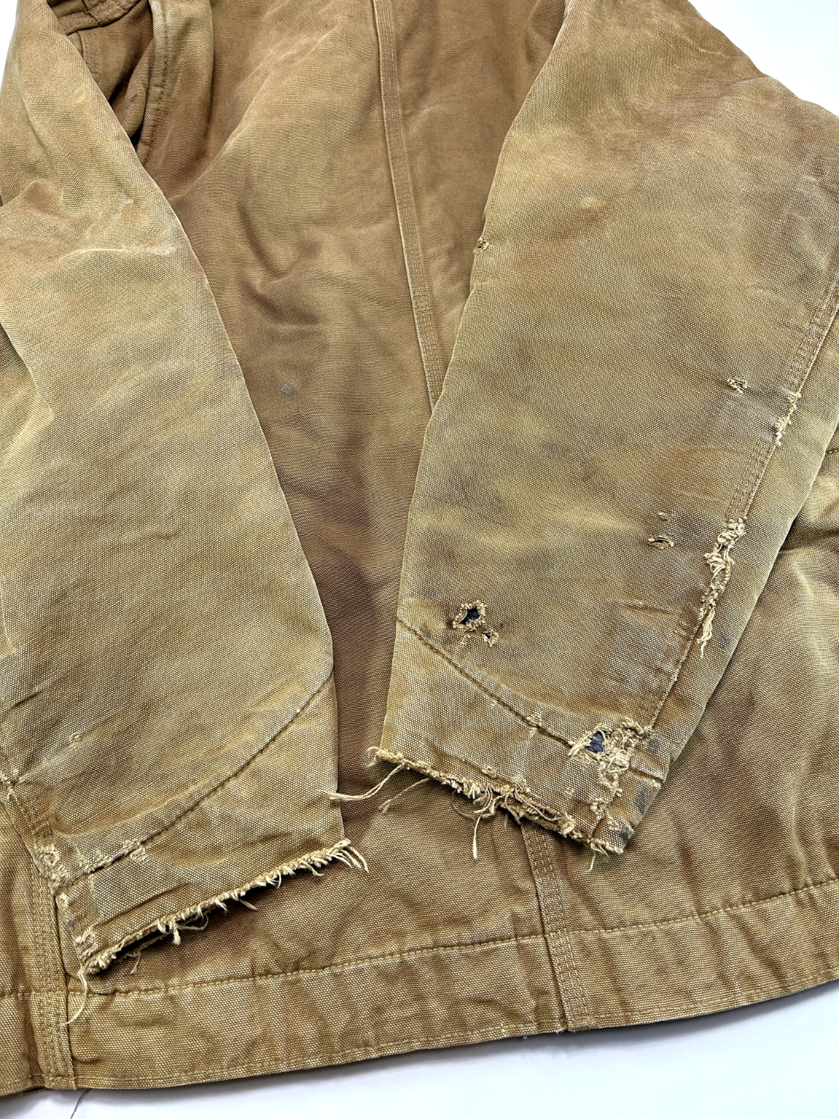 Vintage 70s Carhartt Blanket Lined Canvas Workwear Chore Jacket Size XL Beige