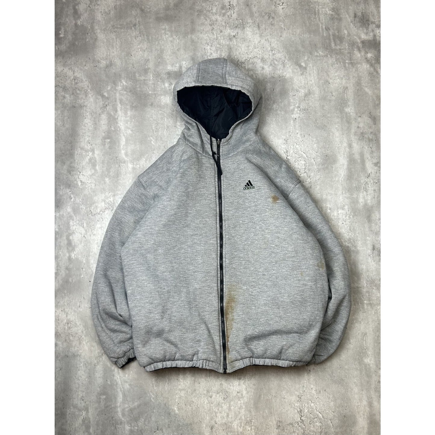 Vintage 90s Adidas Nylon Reversible Embroidered Logo Hooded Jacket Size XL