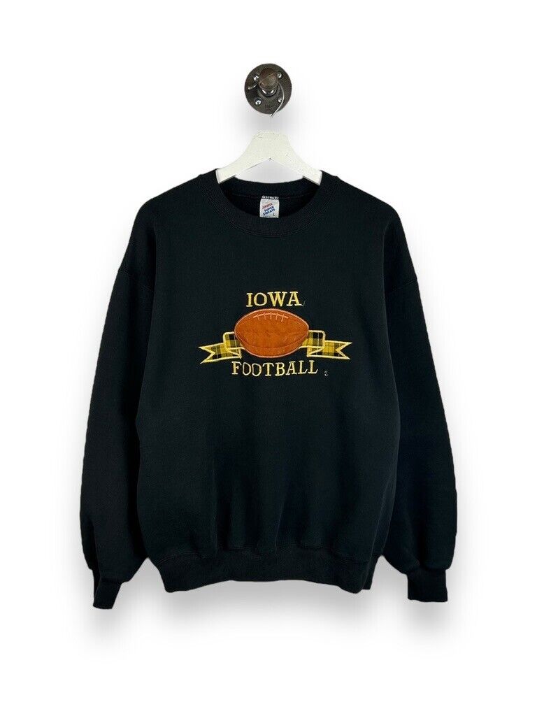 Vintage 90s Iowa Hawkeyes NCAA Football Graphic Collegiate Sweatshirt Size Large