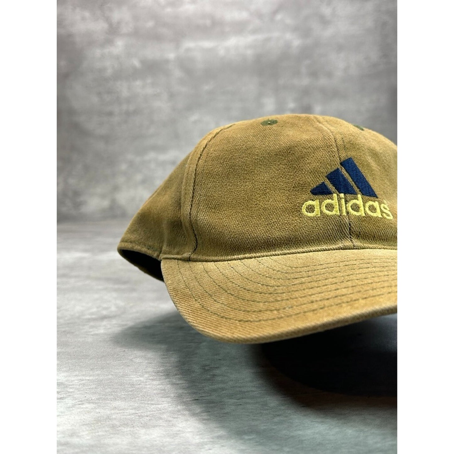 Vintage Adidas Embroidered Logo Spellout Earth Tones Fitted Snapback Hat 7 1/4