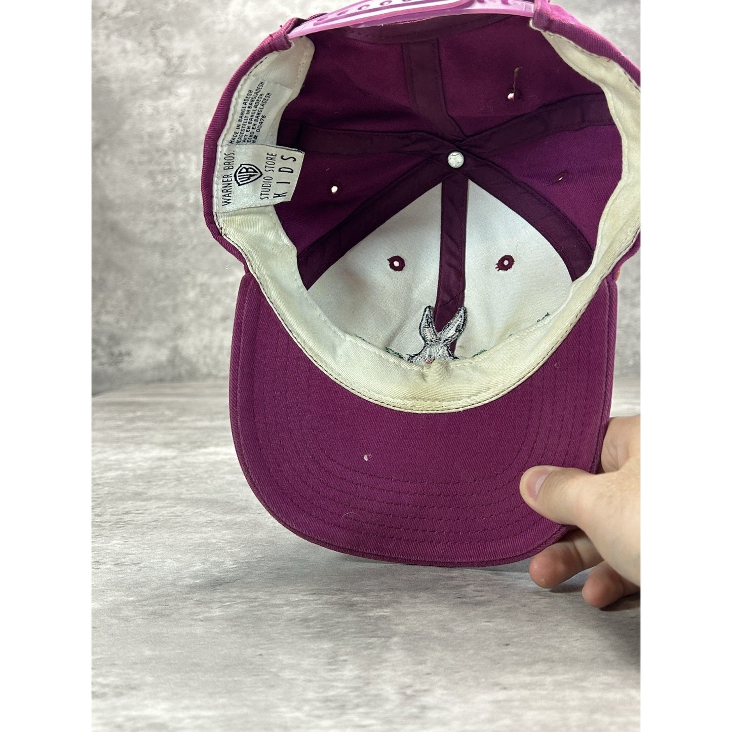 Vintage 90s Looney Tunes Bugs Bunny Embroidered Cartoon Snapback Hat OSFA YOUTH