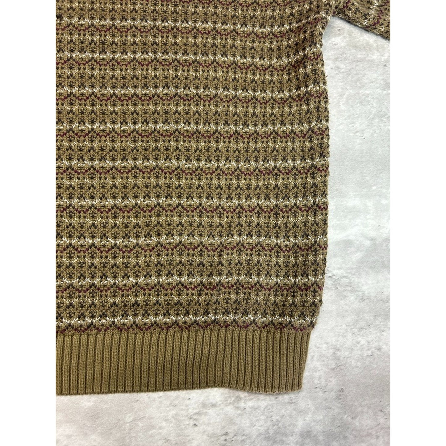 Vintage Perry Ellis Abstract Striped Ribbed Pullover Knit Sweater Size Large