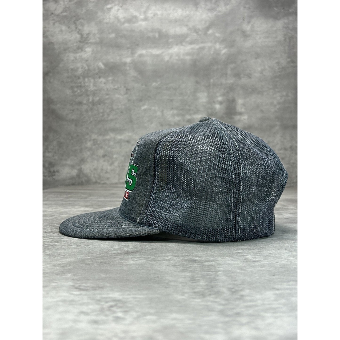 Vintage 90s Bass Angler Fishing Spellout Graphic Trucker Snapback Hat OSFA