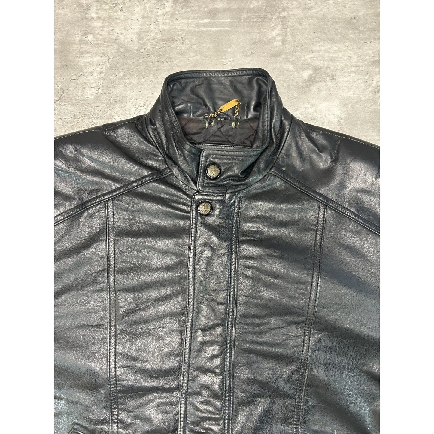 Vintage 90s Danier Full Zip Leather Bomber Jacket Size Small Black