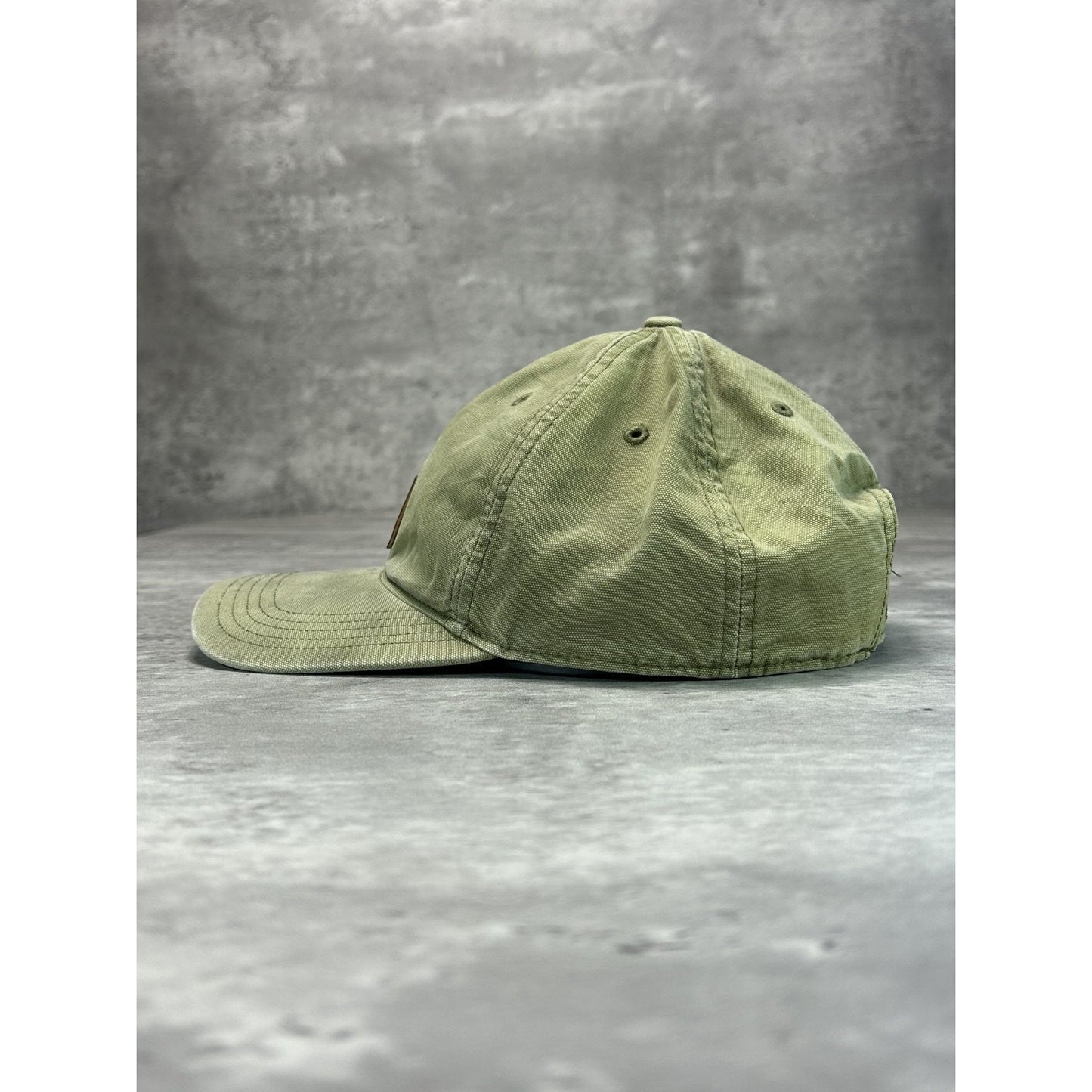 Vintage Carhartt Leather Embroidered Patch Canvas Workwear Strapback Hat OSFA