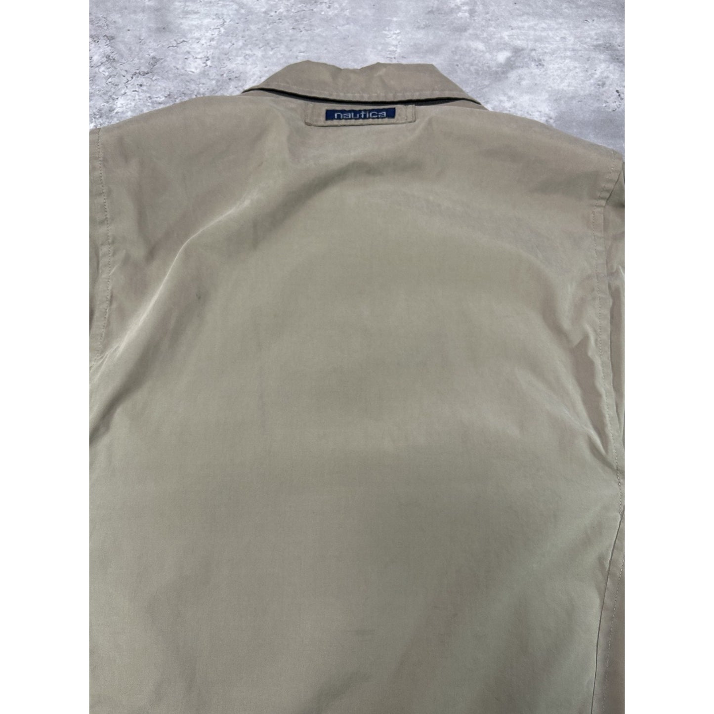 Vintage 90s Nautica Embroidered Full Zip Harrington Jacket Size XL Beige