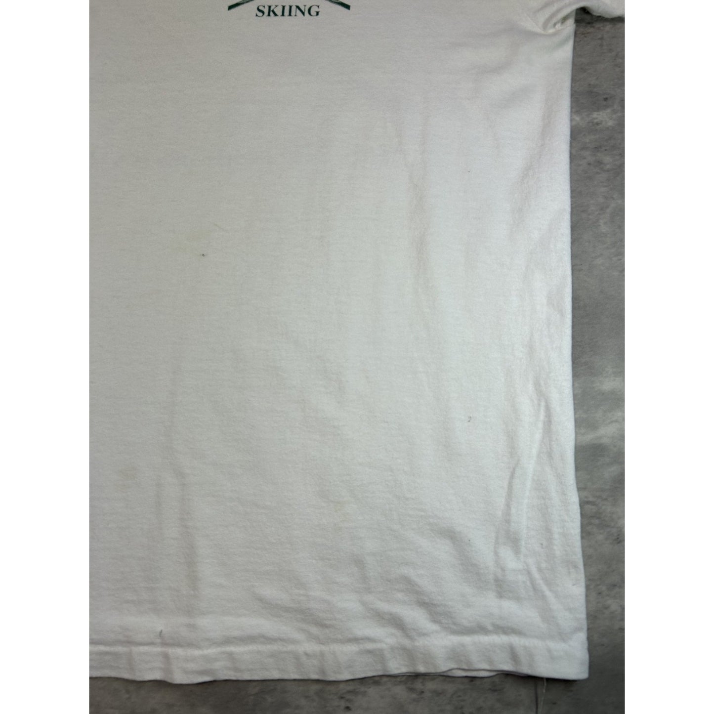 Vintage 90s Coed Naked Skiing Comedy Spellout Graphic T-Shirt Size XL White