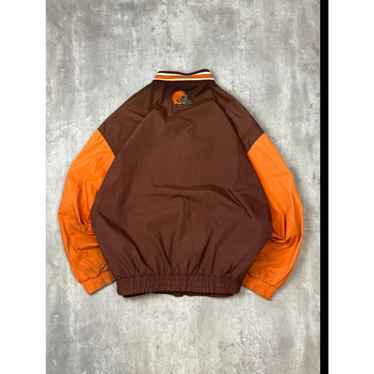 Vintage 90s Cleveland Browns NFL Embroidered Spellout Nylon Bomber Jacket Sz XXL
