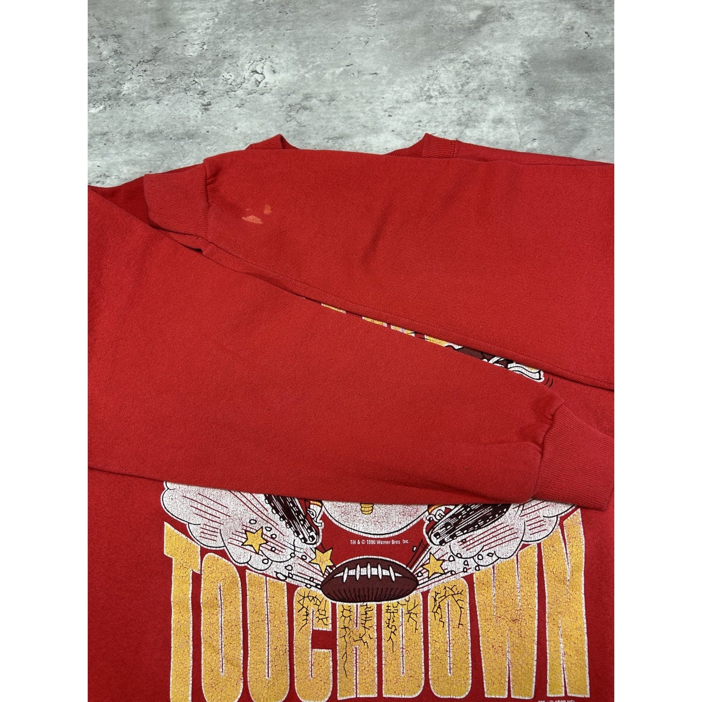 Vintage 1990 Kansas City Chiefs NFL Looney Tunes Cartoon Graphic Sweatshirt Med