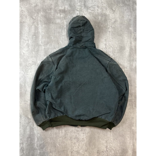 Vintage Carhartt Quilted Lined Canvas Workwear Hooded Active Jacket Size Large