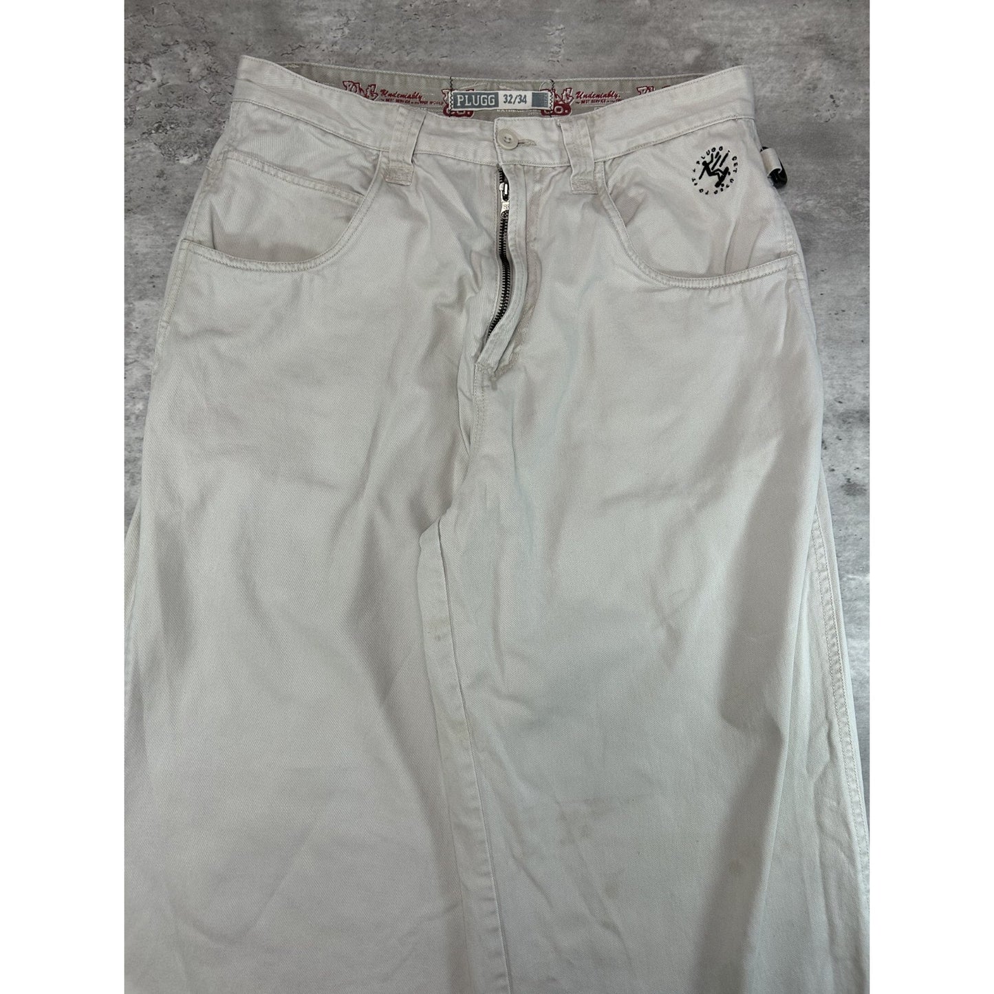 Vintage Y2K Plugg Baggy Fit Khaki Wide Leg Pants Size 32 Beige