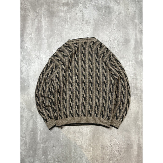 Vintage 90s Arnold Palmer Earth Tone Cable Knit Style Sweater Size Medium