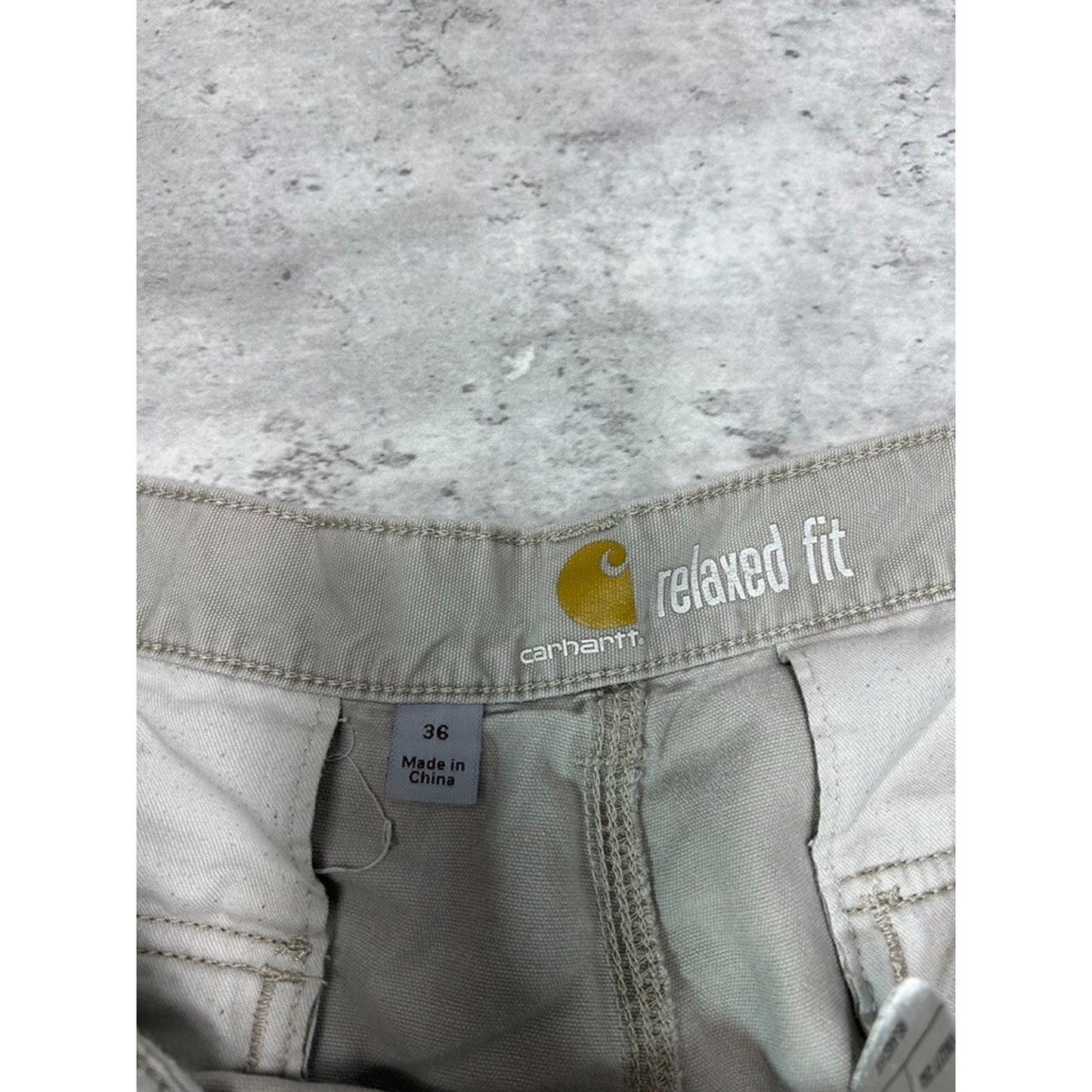 Carhartt Relaxed Fit Canvas Workwear Cargo Shorts Size 36 Beige