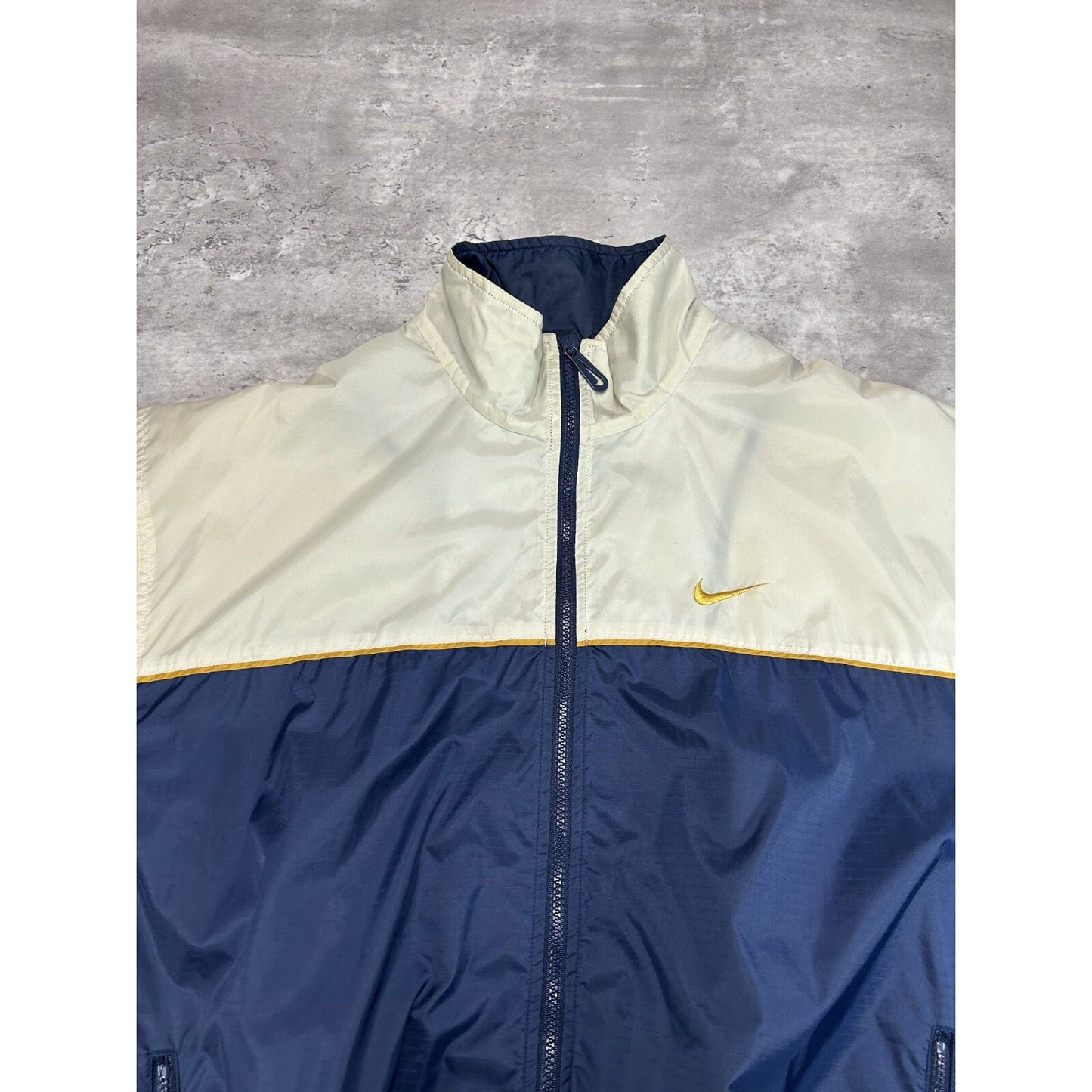 Vintage 90s Nike Embroidered Swoosh Two Tone Nylon Windbreaker Jacket Size Large