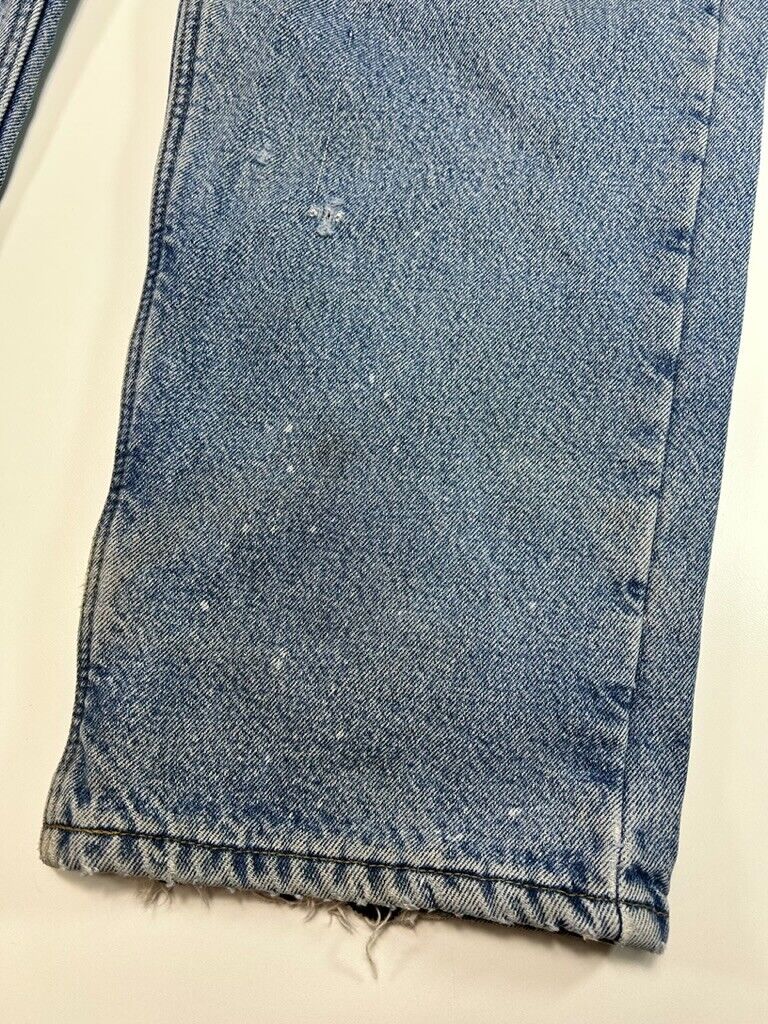Vintage Carhartt Fleece Lined Light Wash Denin Workwear Pants Size 38
