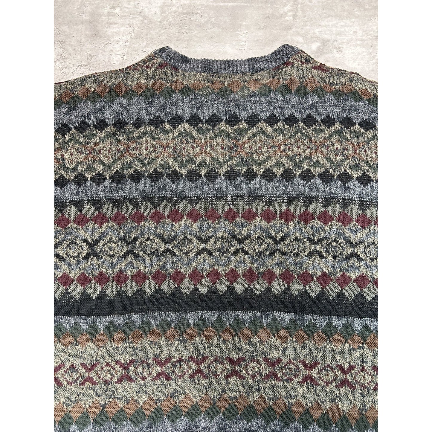Vintage Geoffrey Beene Abstract Striped Pullover Ribbed Knit Sweater Size XXL