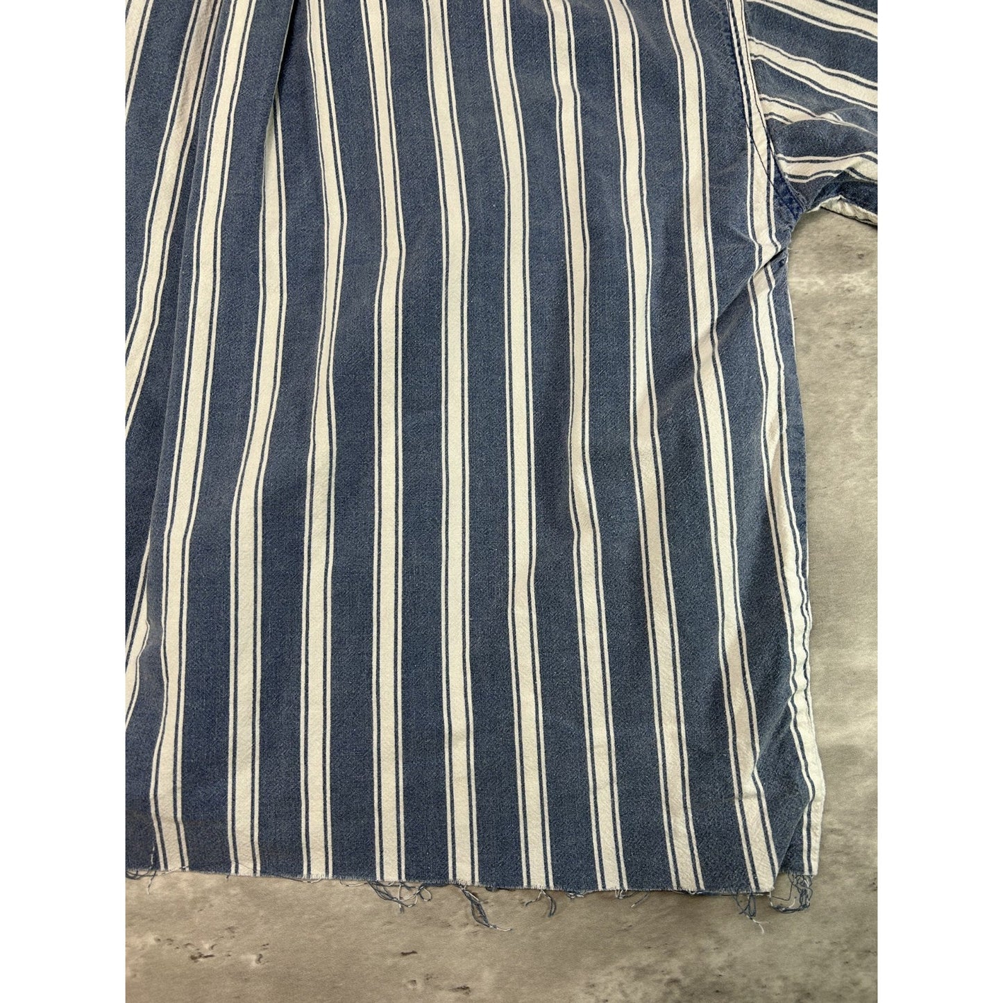 Vintage FYI Private Stock Striped Short Sleeve Cropped Button Up Shirt Sz Large