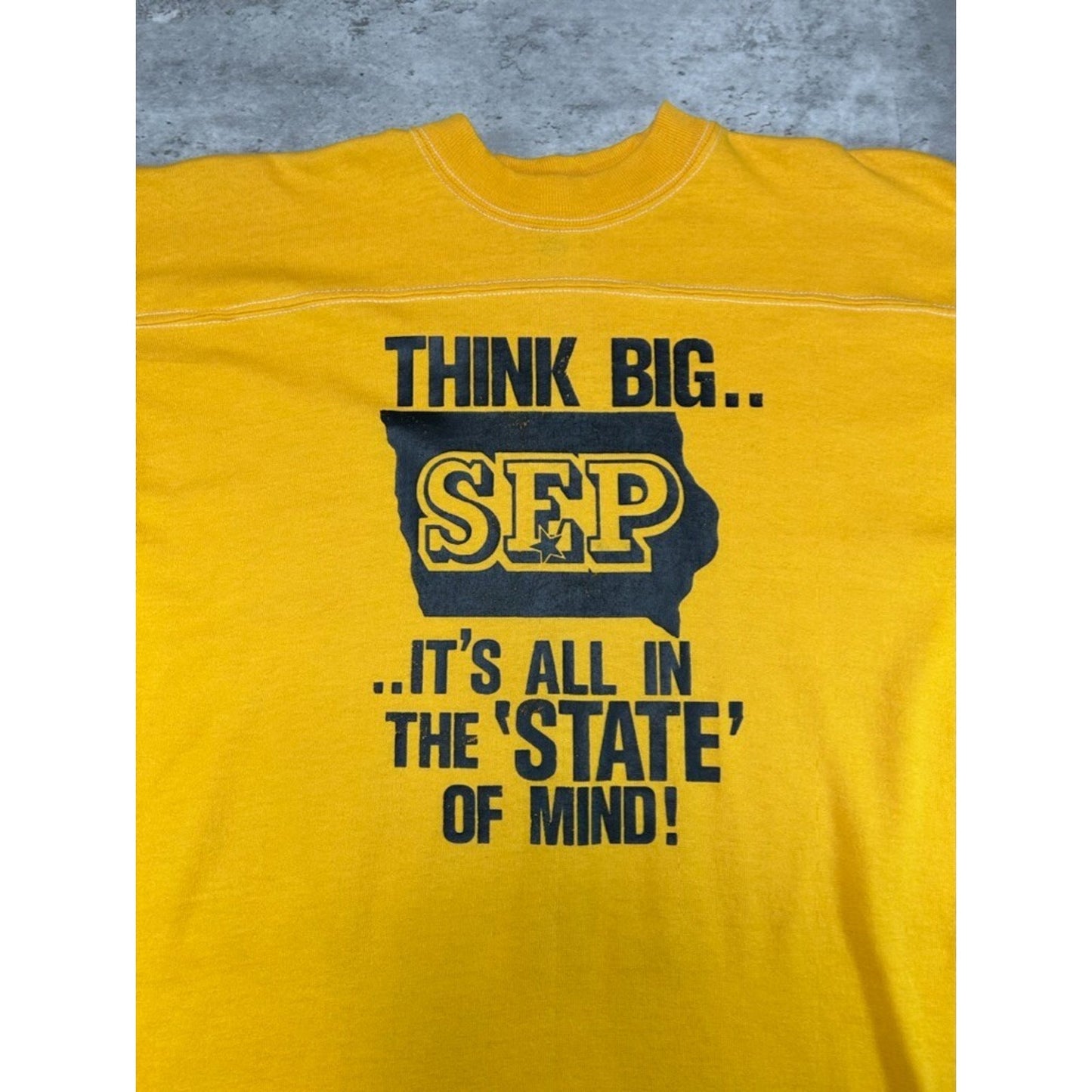 Vintage 1981 Think Big Basketball Tournament 3/4 Sleeve Graphic T-Shirt Size Large