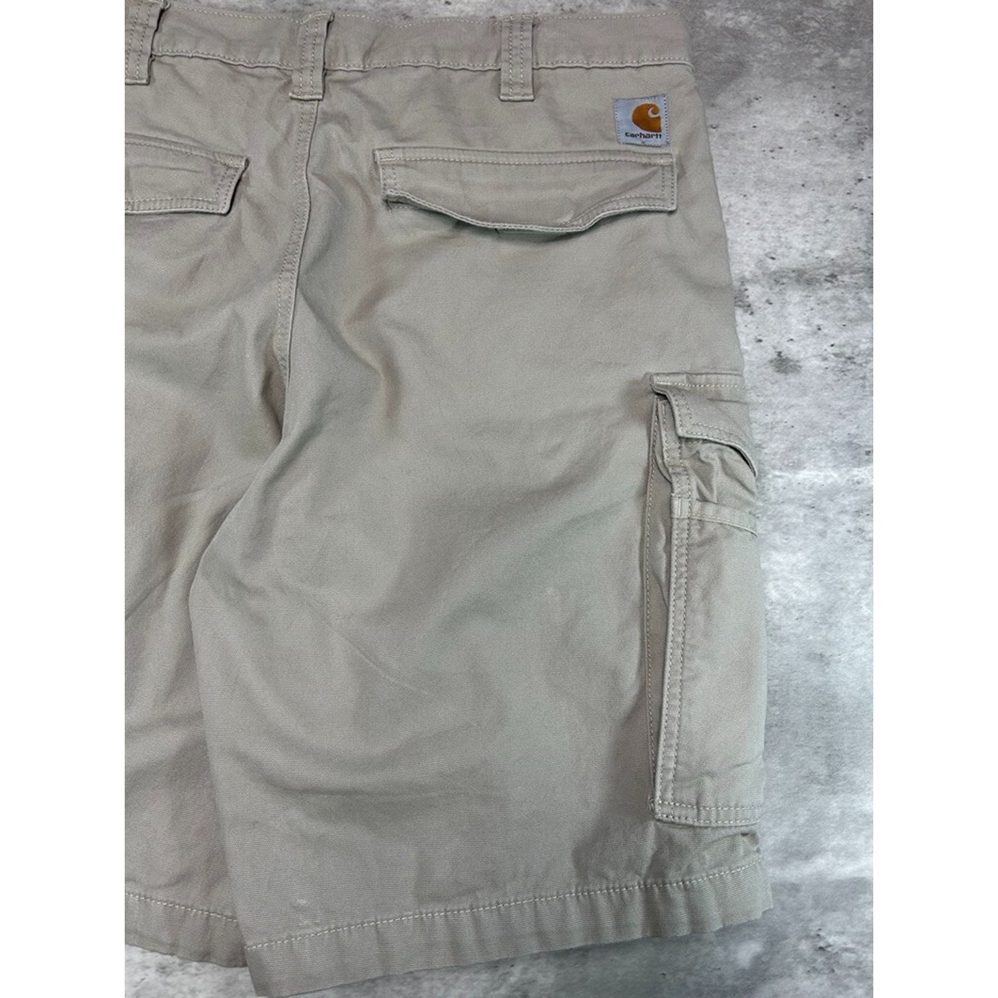 Carhartt Relaxed Fit Canvas Workwear Cargo Shorts Size 36 Beige