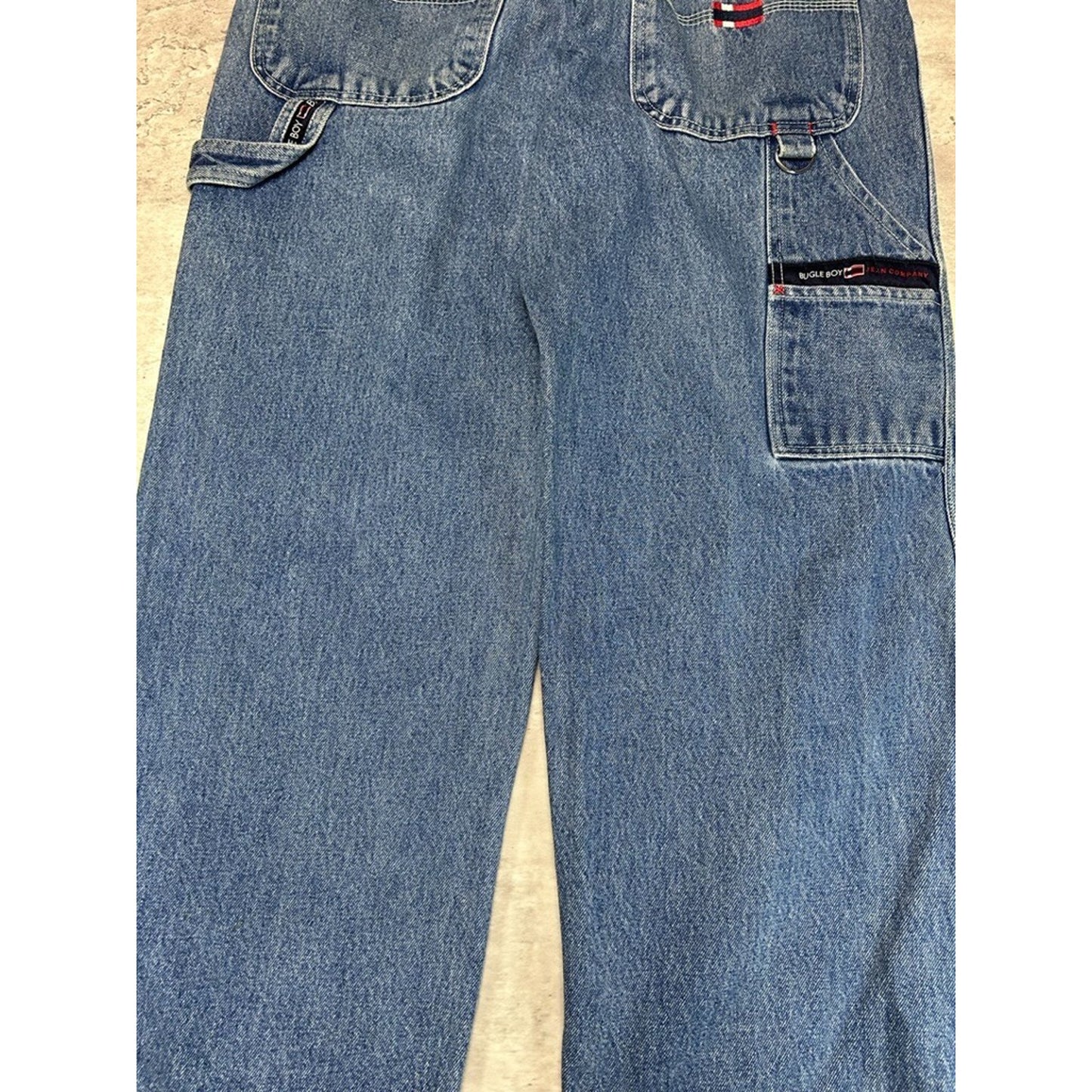Vintage Y2K Bugle Boys Baggy Fit Medium Wash Denim Carpenter Pants Size 32 Blue