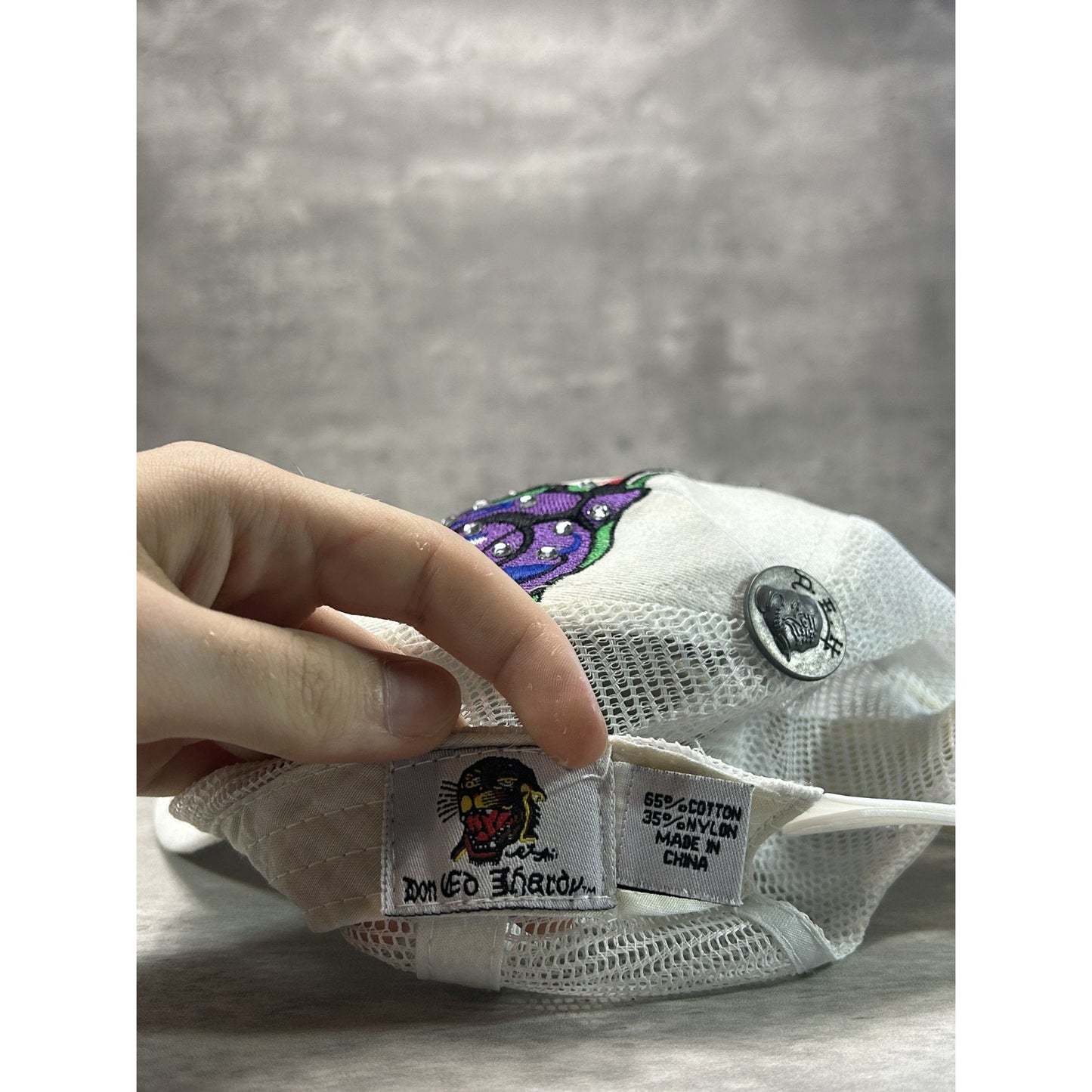 VTG Y2K Ed Hardy Eternal Love Bedazzled Embroidered Trucker Snapback Hat OSFA