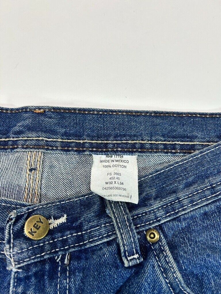 Vintage Key Dark Wash Denim Workwear Carpenter Pants Size 32