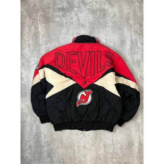 Vintage 90s New Jersey Devils NHL Embroidered Pro Player Insulated Jacket Sz XL