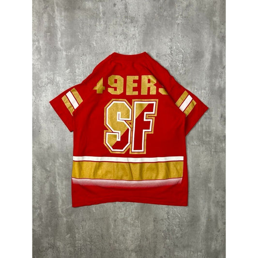 Vintage 1994 San Francisco 49ers NFL All OVer Print Football T-Shirt Size Large