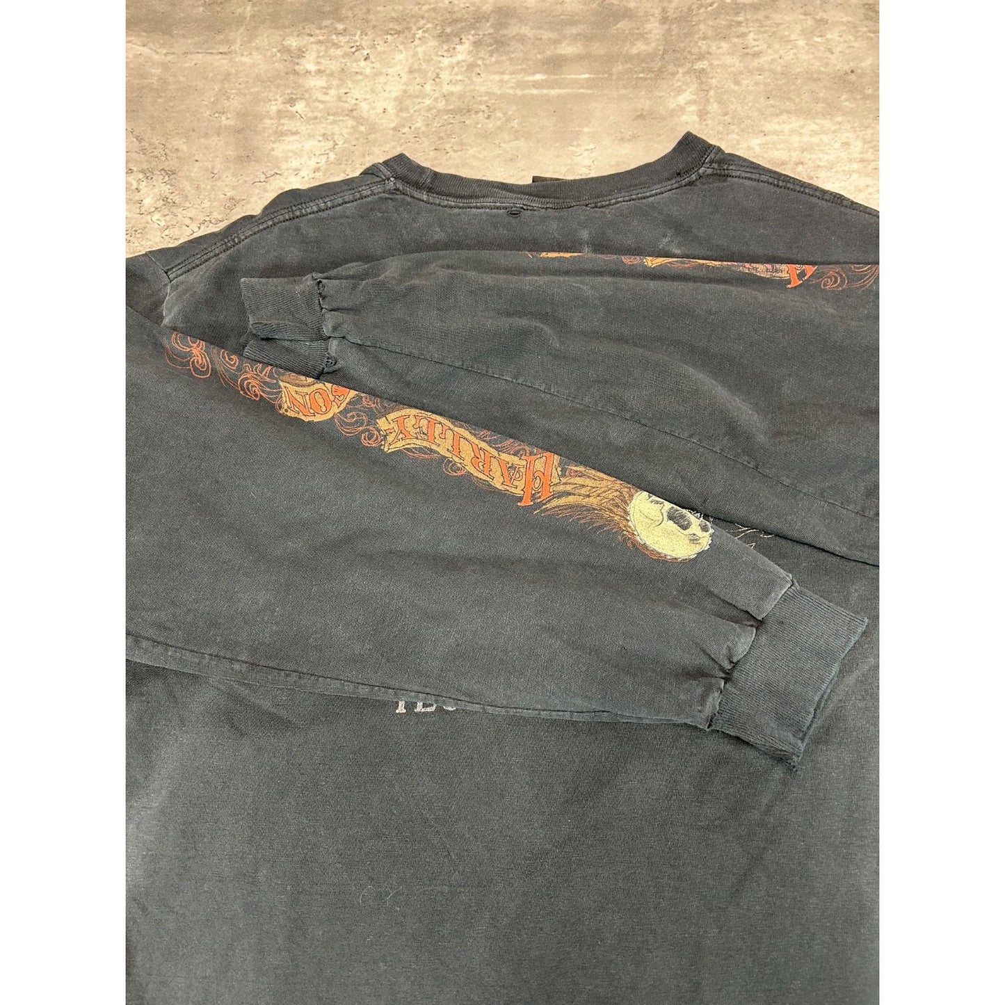 Harley Davidson Motorcycles Skull Graphic Spellout Longsleeve T-Shirt Size Large