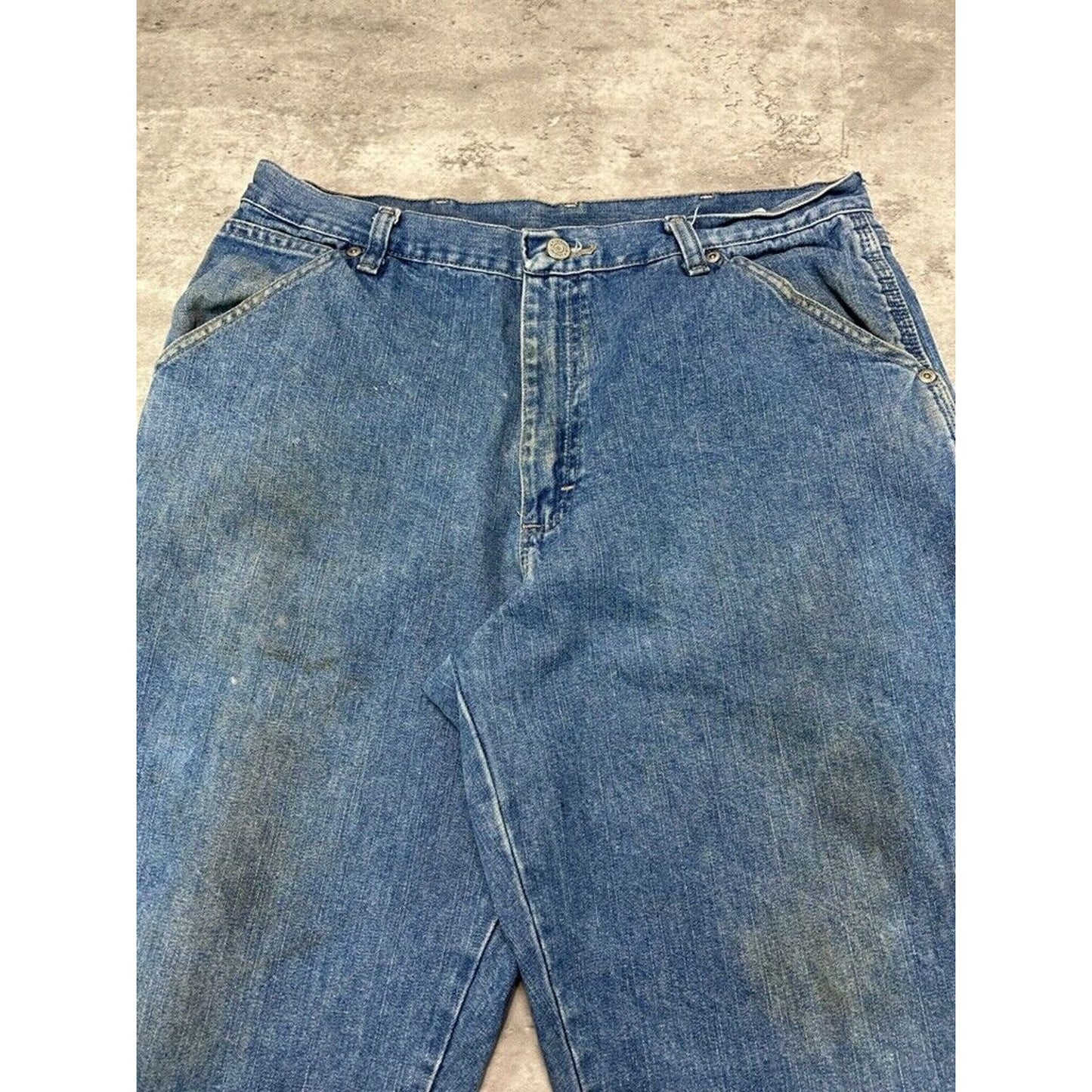 Vintage Wrangler Hero Medium Wash Denim Workwear Carpenter Pants Size 33