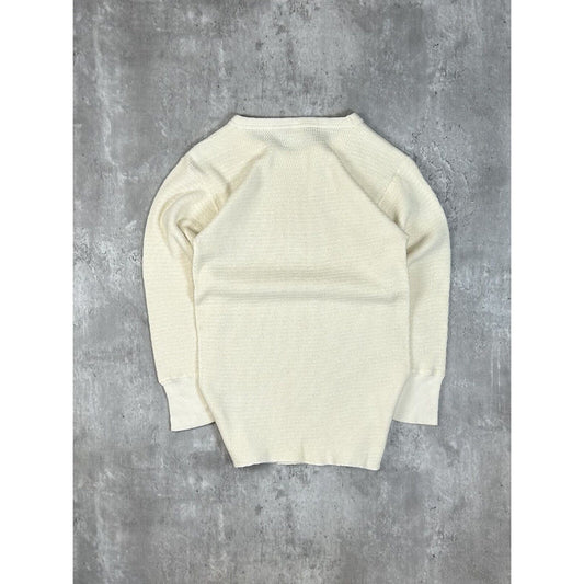 Vintage 1970s Two Ply Blank Thermal Print Long Sleeve T-Shirt Size Large