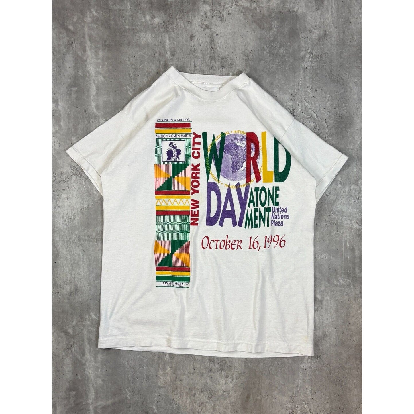 Vintage 1996 NYC Day Of Atonement Million Man March Graphic T-Shirt Size XL