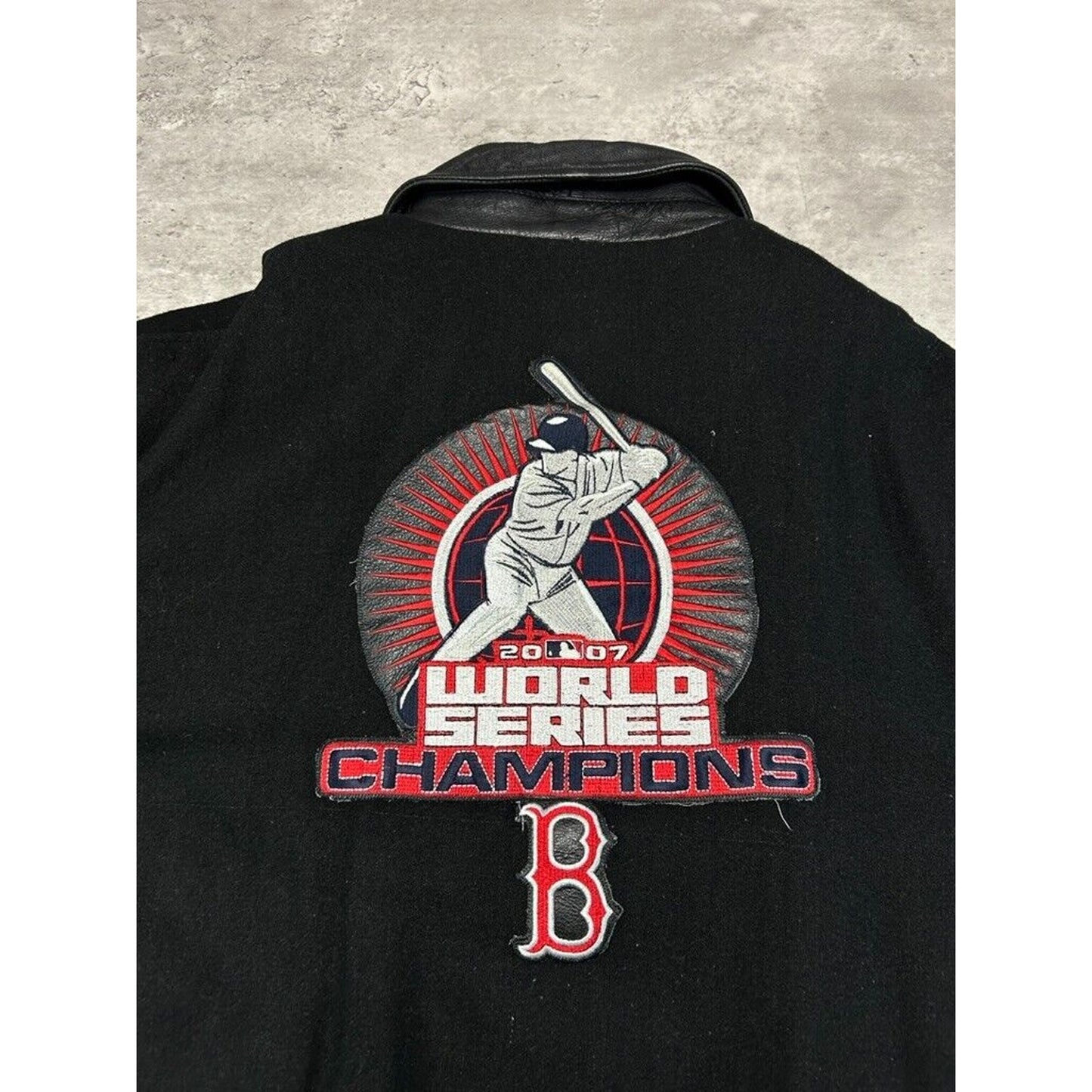 Boston Red Sox MLB World Series Varsity Style Bomber Jacket Size XXL Black