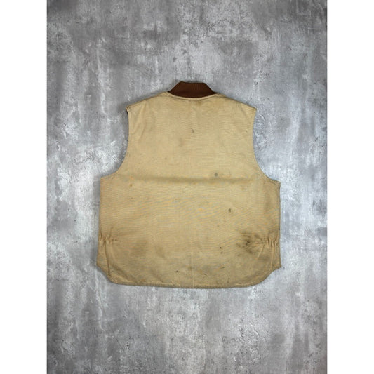 Vintage Carhartt Insulated Canvas Workwear Full Zip Vest Size XXL Beige
