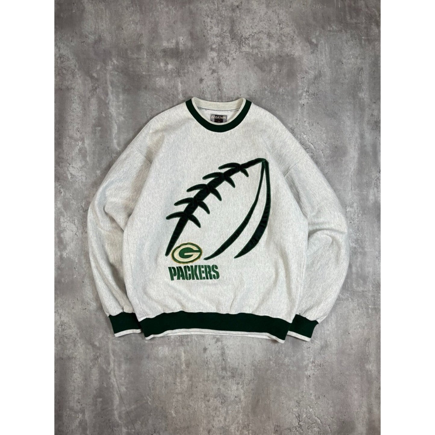 Vintage 90s Green Bay Packers NFL Embroidered Football Sweatshirt Size XXL Gray