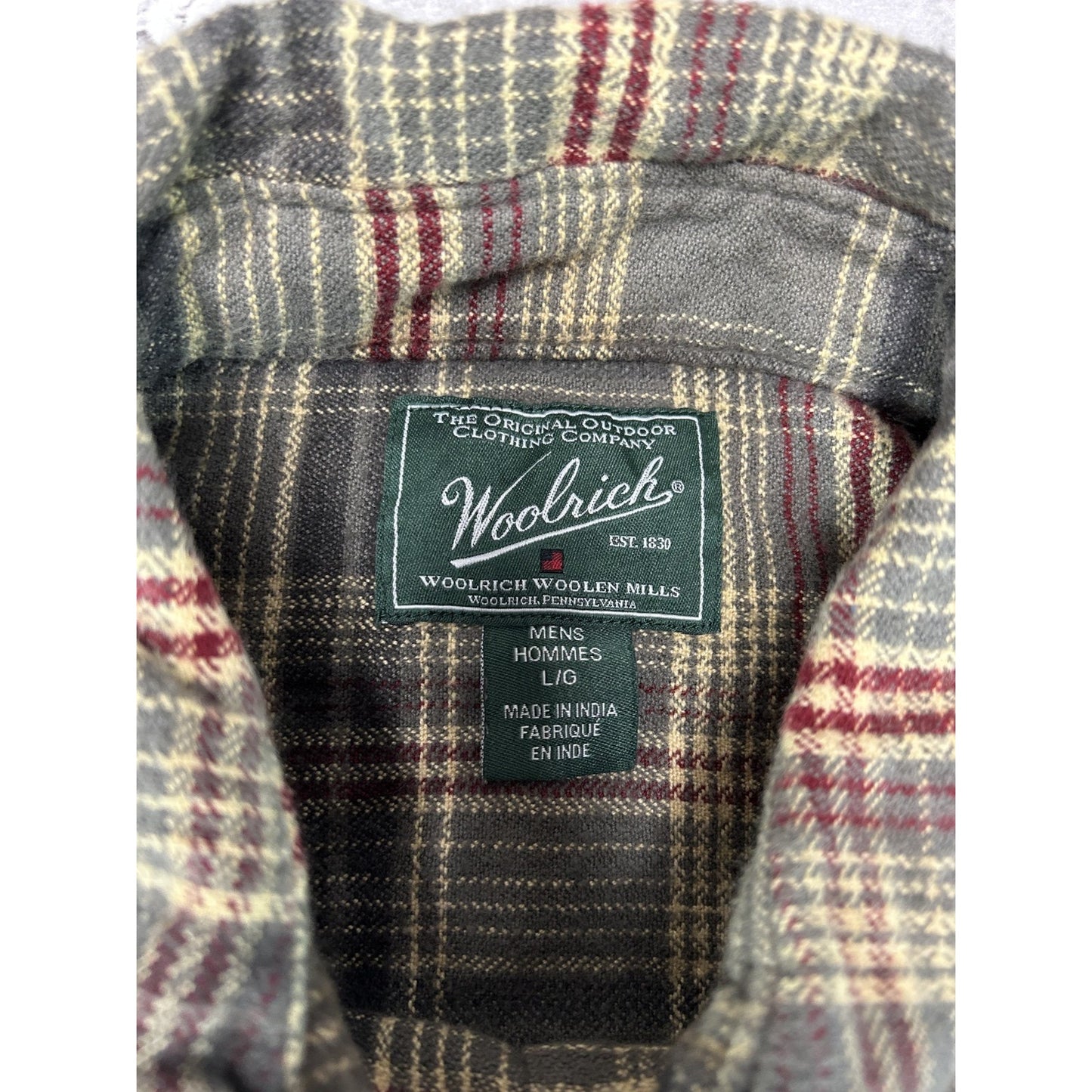 Vintage Woolrich Plaid Print Long Sleeve Button Up Shirt Size Large