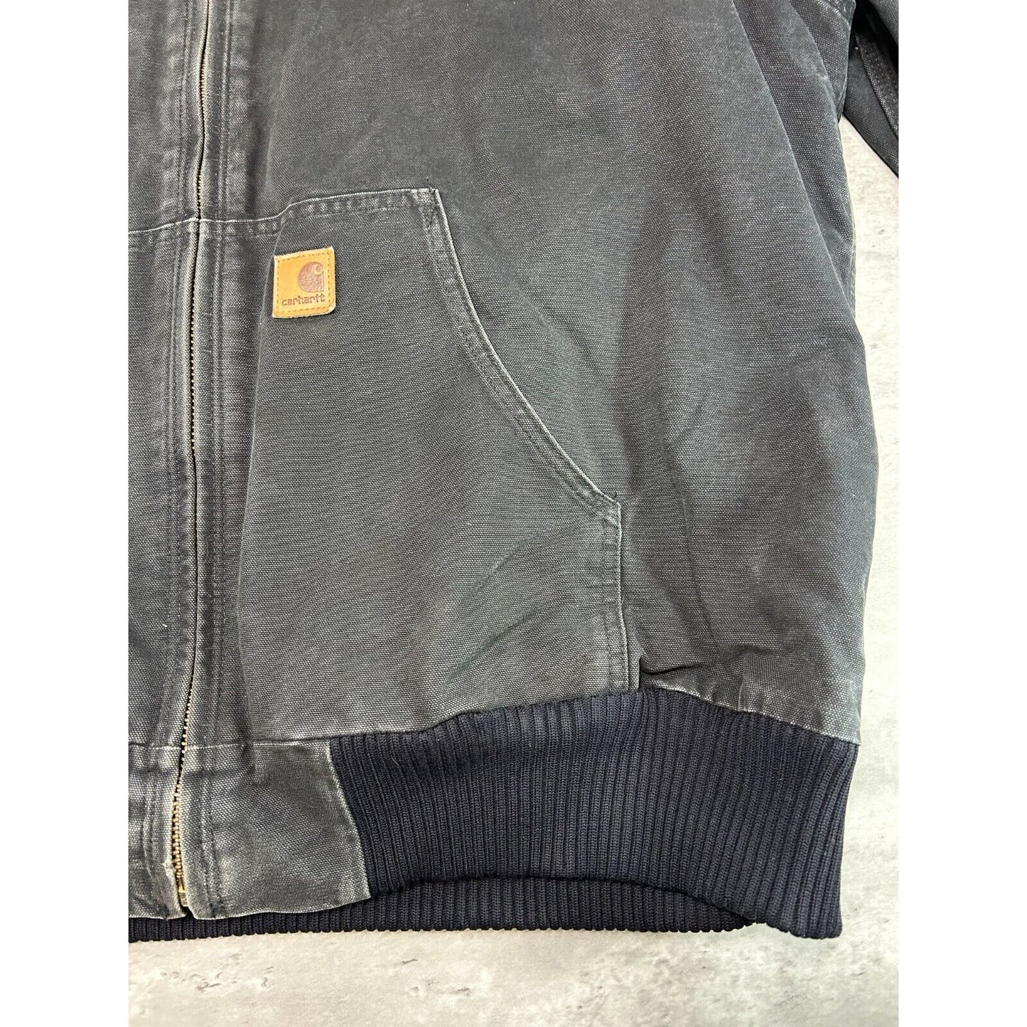 Vintage Carhartt Quilted Lined Canvas Work Wear Hooded Bomber Jacket Size XL